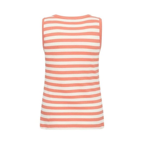 NWT SOYA CONCEPT Djaka 1 Papaya & White Striped & Ribbed Tank Top - Picture 5 of 5